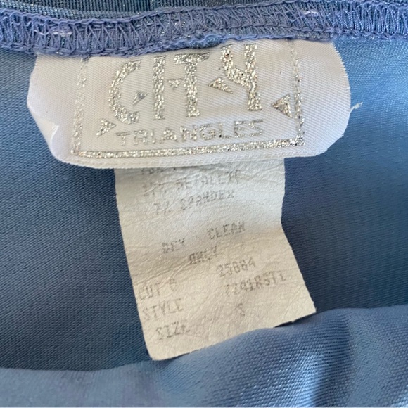 VINTAGE 90s Y2K BABY BLUE GLITTER OPEN BACK GOWN PROM DRESS W/ SIDE SLIT - Picture 8 of 9